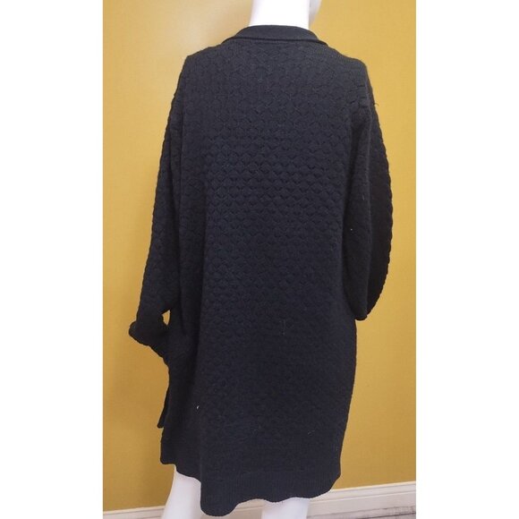 Apt. 9 Open Front Long Black Knit Cardigan M Boho Grandma Office - Picture 5 of 6